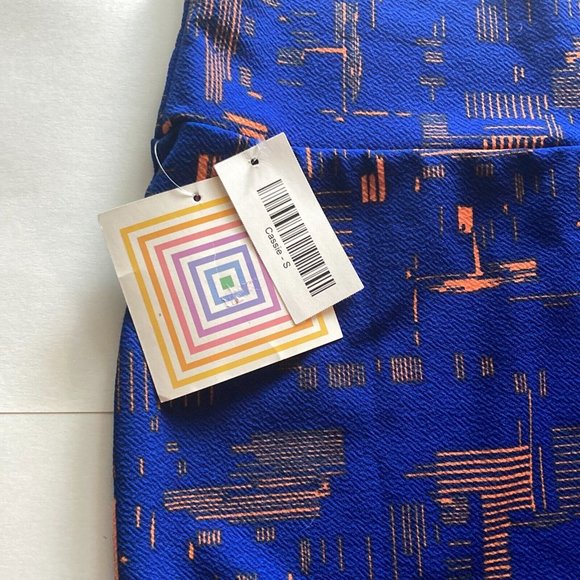 LuLaRoe Cassie Blue Knee Length Stretch Pull On Straight Pencil Midi Skirt Sz S - Picture 5 of 7